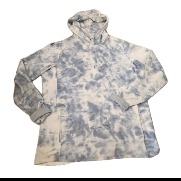 Lululemon Mens Textured Tech Hoodie In Tidal Dye Alpine White Chambray L - Picture 4 of 11